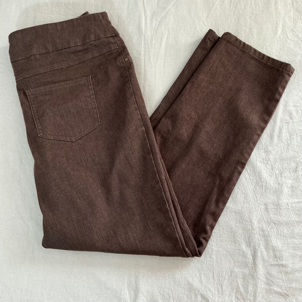 Ruby Rd Womens Brown Pull On Straight Leg Stretch Pants Size 12 Style 69100